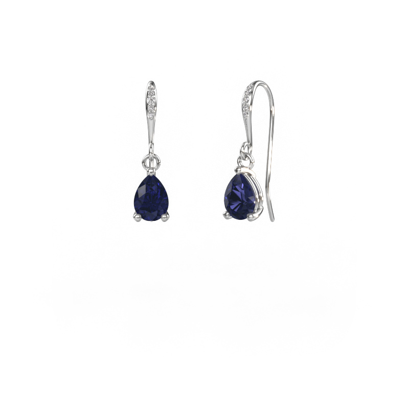Image of Drop earrings Laurie PER 2 585 white gold Sapphire 7x5 mm