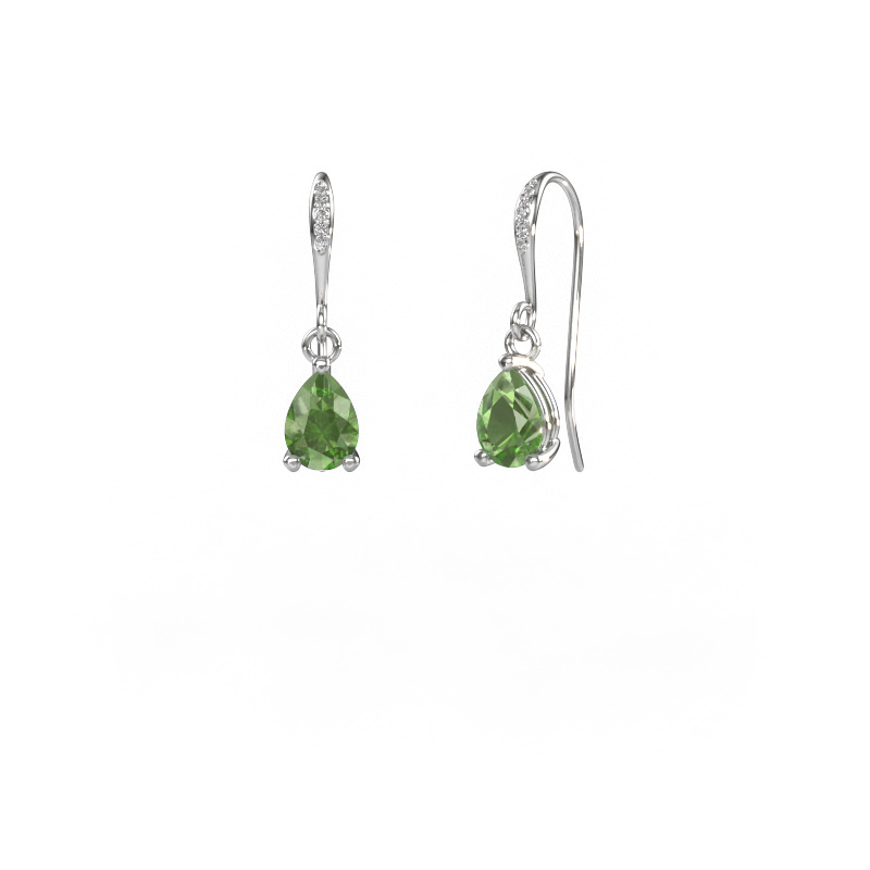 Image of Drop earrings Laurie PER 2 585 white gold Tourmaline green 7x5 mm