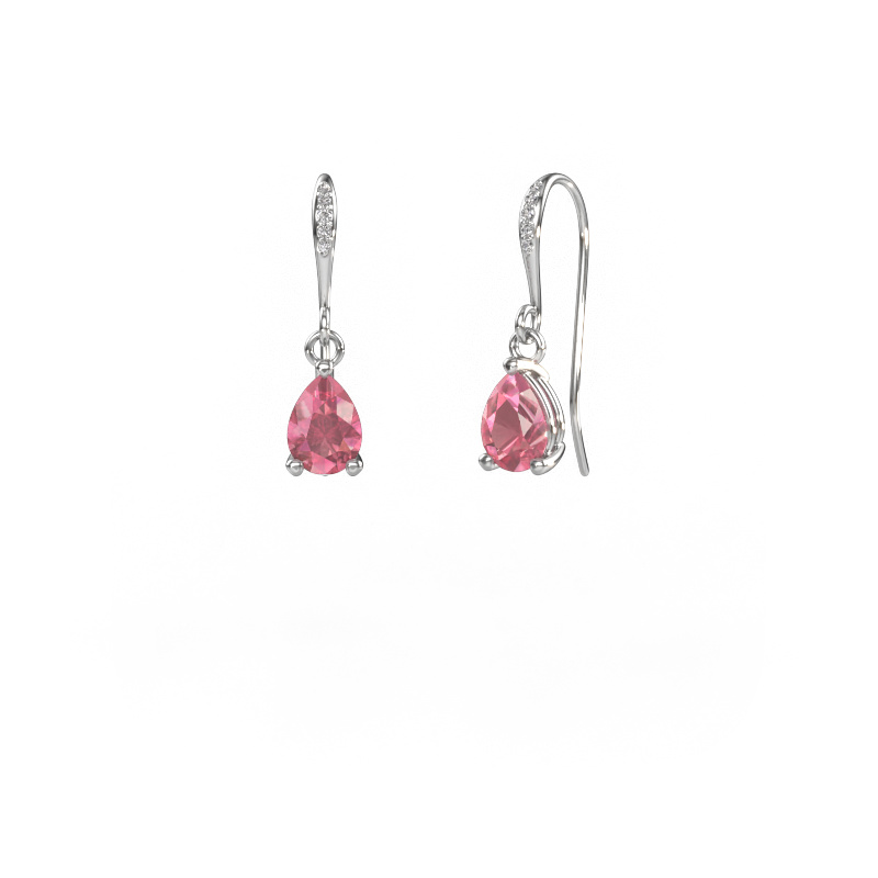 Image of Drop earrings Laurie PER 2 585 white gold Tourmaline pink 7x5 mm