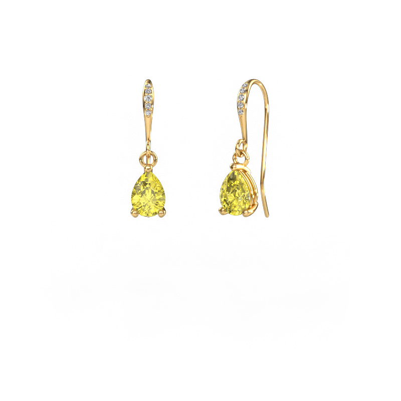 Image of Drop earrings Laurie PER 2 585 gold Yellow lab grown diamond 7x5 mm