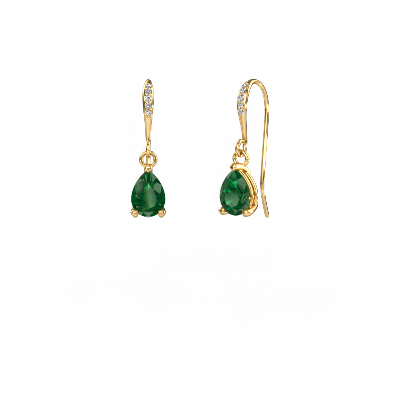 Image of Drop earrings Laurie PER 2 585 gold Emerald 7x5 mm