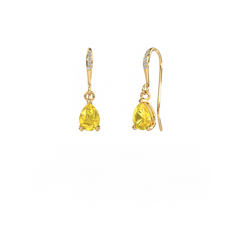 Image of Drop earrings Laurie PER 2 585 gold Yellow sapphire 7x5 mm