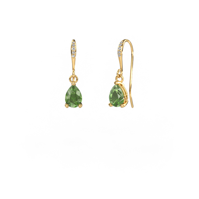 Image of Drop earrings Laurie PER 2 585 gold Tourmaline green 7x5 mm