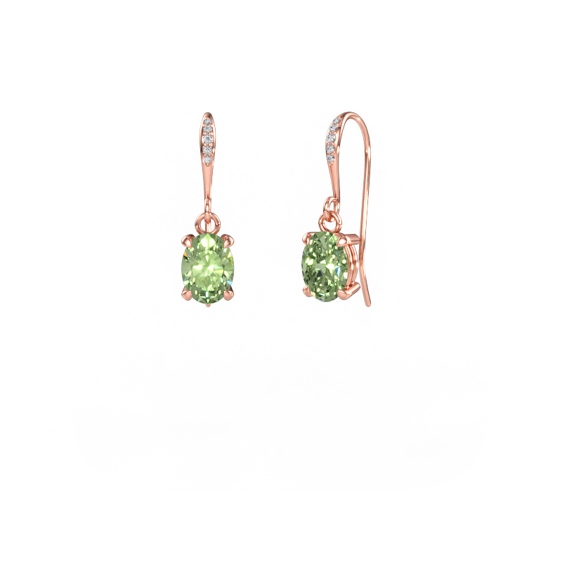 Immagine di Orecchini pendenti Laurie OVL 2 585 oro rosa Diamante lab grown verde 7x5 mm