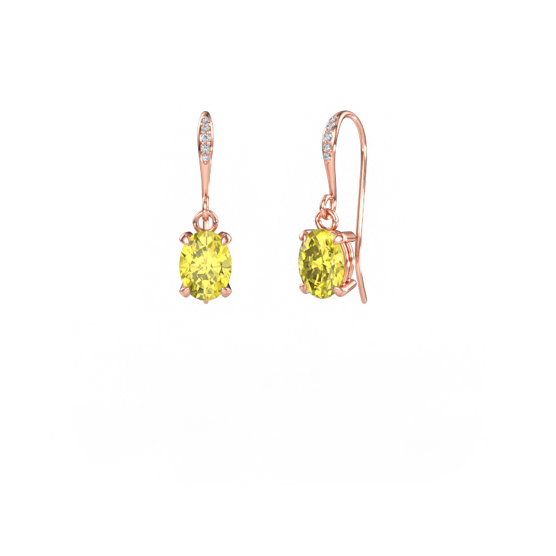 Immagine di Orecchini pendenti Laurie OVL 2 585 oro rosa Diamante lab grown giallo 7x5 mm