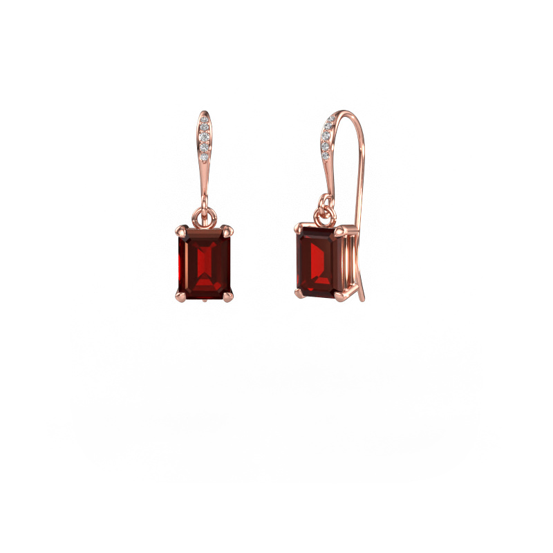 Image of Drop earrings Laurie EME 2 585 rose gold Garnet 7x5 mm