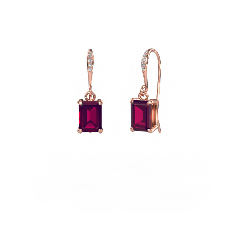 Image of Drop earrings Laurie EME 2 585 rose gold Rhodolite 7x5 mm
