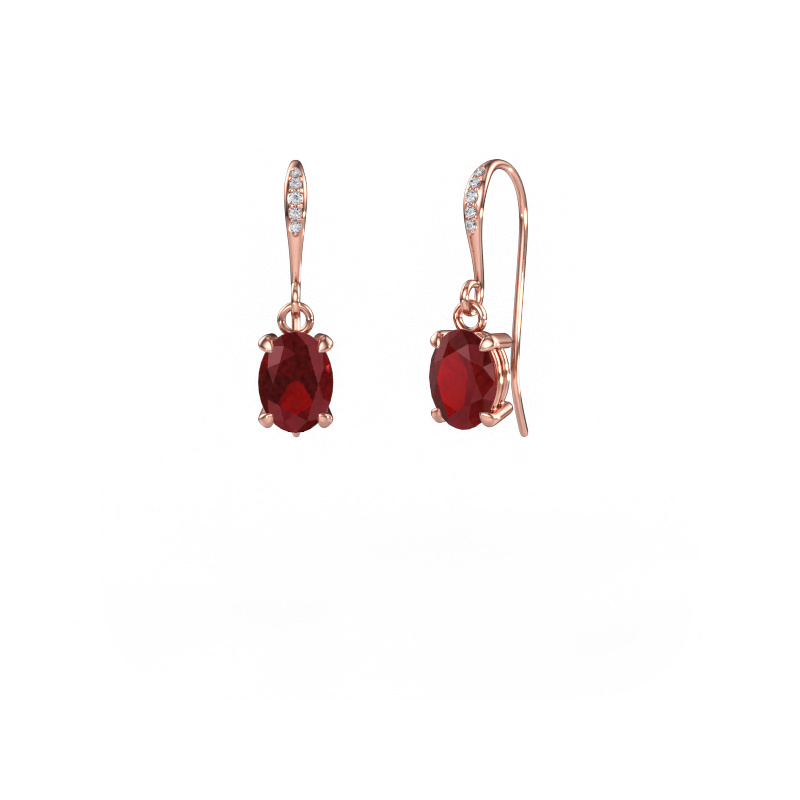 Image de Pendants d'oreilles Laurie OVL 2 585 or rose Rubis 7x5 mm