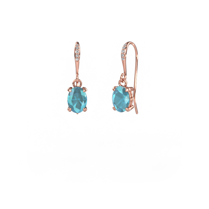 Image de Pendants d'oreilles Laurie OVL 2 585 or rose Topaze bleue 7x5 mm