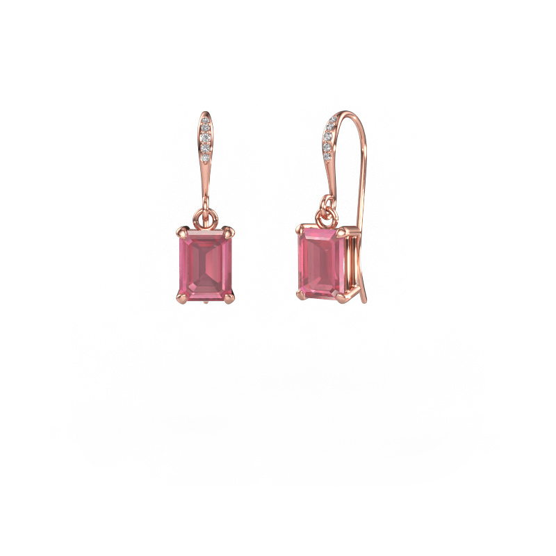 Image of Drop earrings Laurie EME 2 585 rose gold Tourmaline pink 7x5 mm