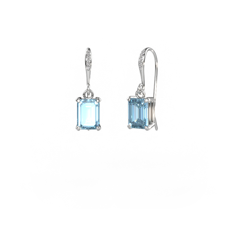 Image of Drop earrings Laurie EME 2 585 white gold Blue lab grown diamond 7x5 mm