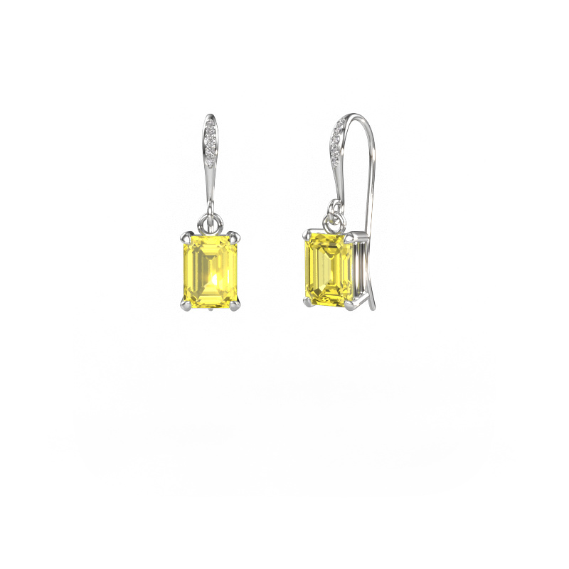 Image of Drop earrings Laurie EME 2 585 white gold Yellow lab grown diamond 7x5 mm