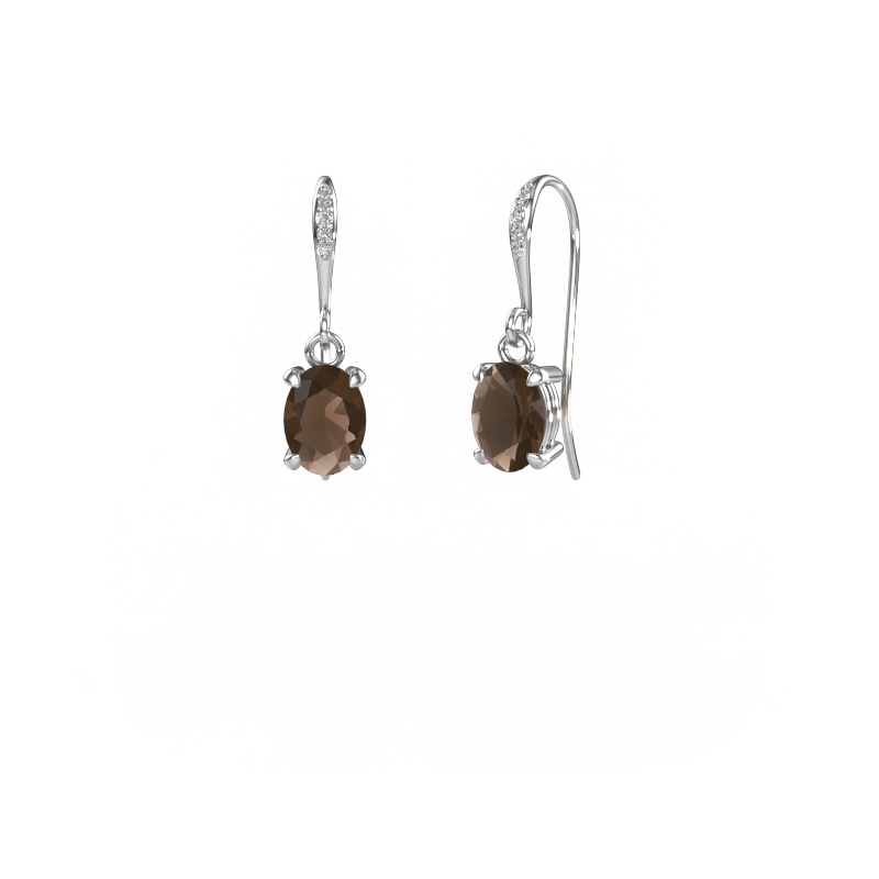 Image de Pendants d'oreilles Laurie OVL 2 950 platine Quartz fumé 7x5 mm