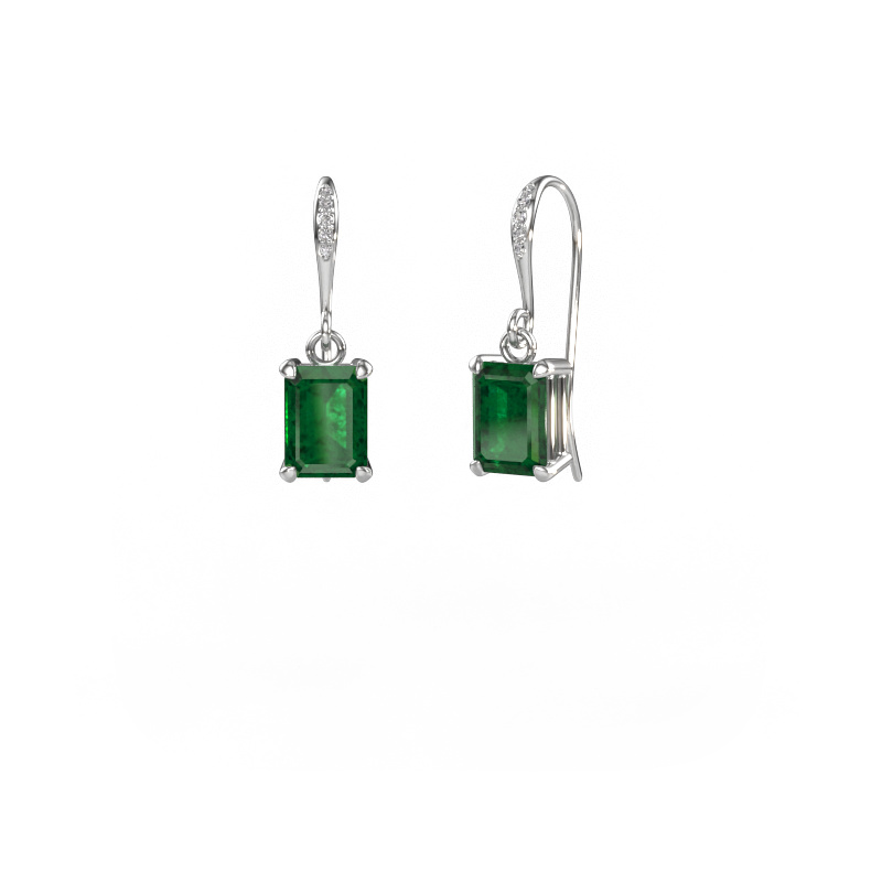 Image of Drop earrings Laurie EME 2 950 platinum Emerald 7x5 mm