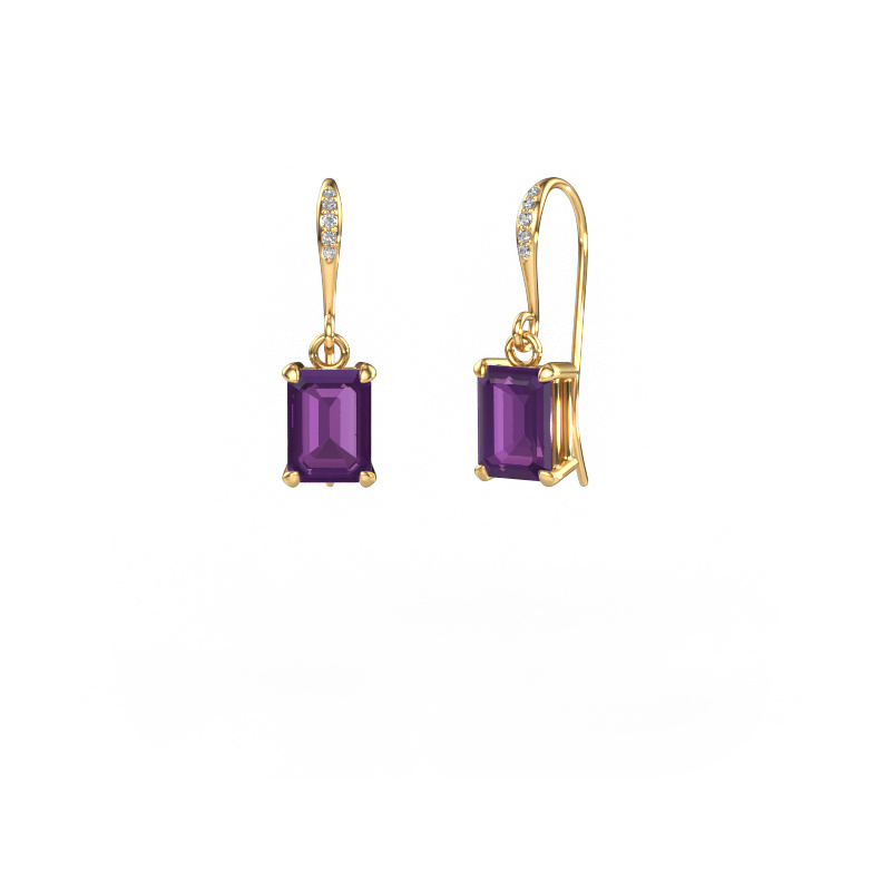 Image of Drop earrings Laurie EME 2 585 gold Amethyst 7x5 mm