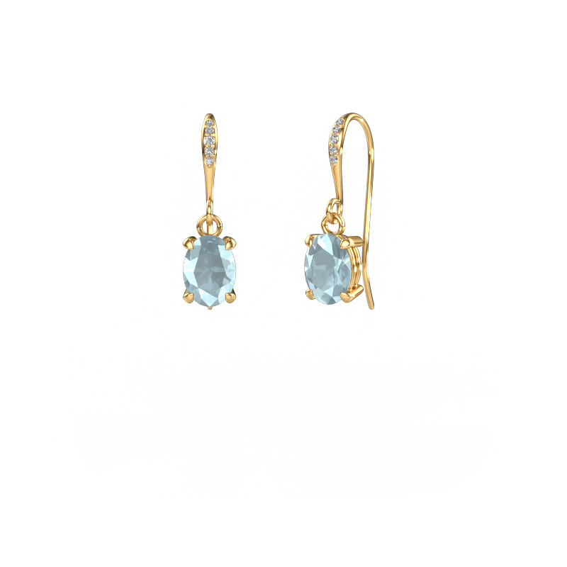 Image de Pendants d'oreilles Laurie OVL 2 585 or jaune Aigue-marine 7x5 mm