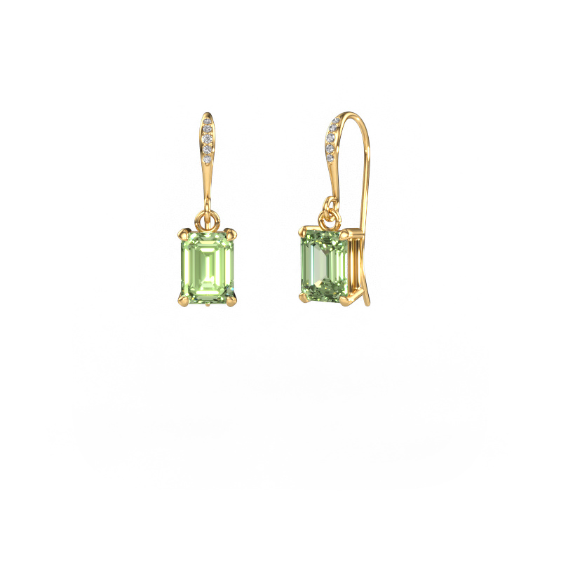 Image of Drop earrings Laurie EME 2 585 gold Green lab grown diamond 7x5 mm