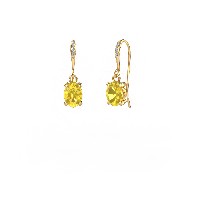 Image of Drop earrings Laurie OVL 2 585 gold Yellow sapphire 7x5 mm