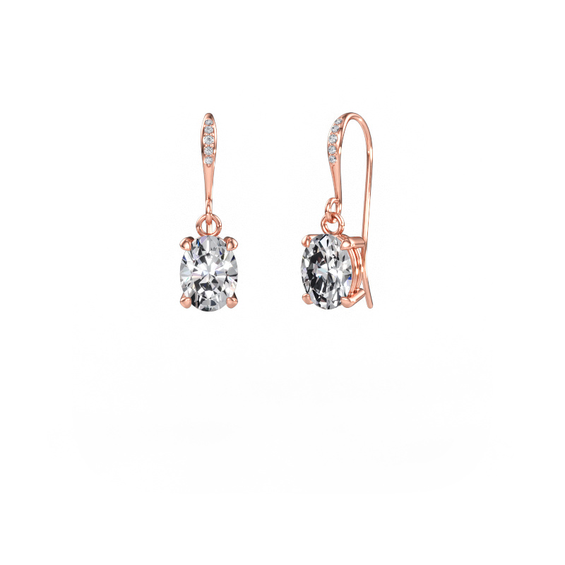 Image of Drop earrings Laurie OVL 2 585 rose gold Lab grown diamond 1.63 crt