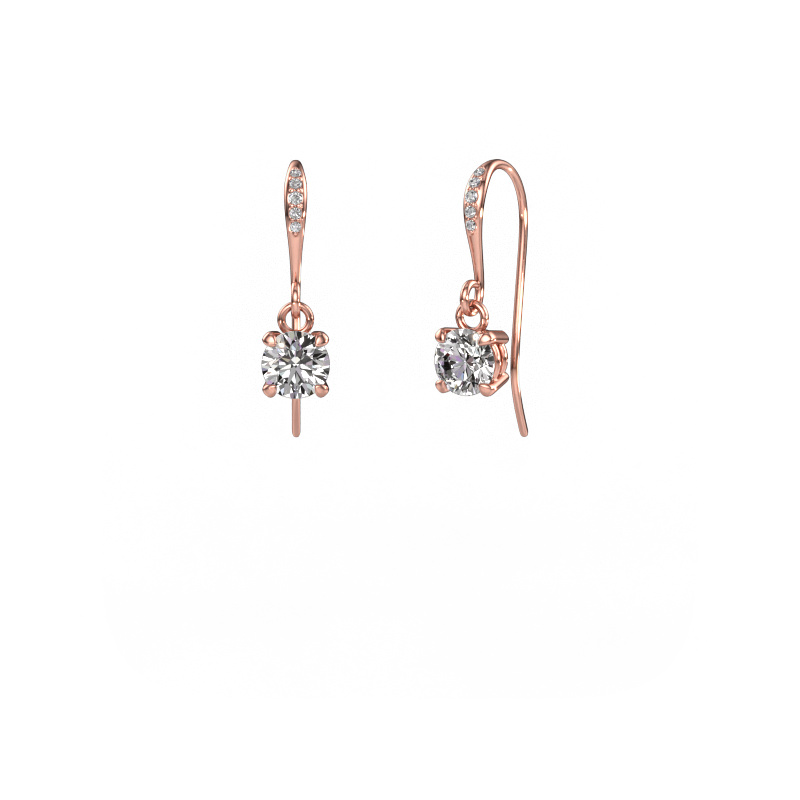 Image of Drop earrings Laurie RND 2 585 rose gold Diamond 1.03 crt