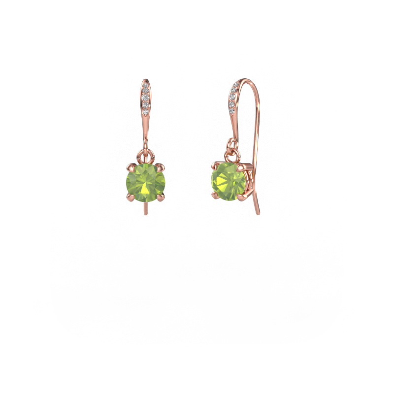 Image of Drop earrings Laurie RND 2 585 rose gold Peridot 5.7 mm