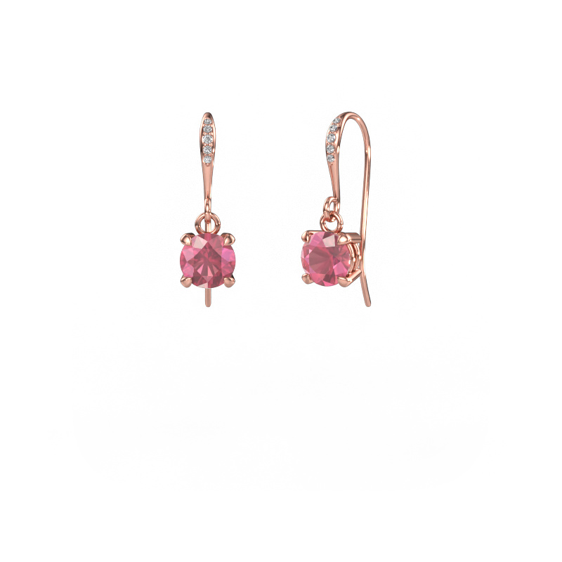 Image of Drop earrings Laurie RND 2 585 rose gold Tourmaline pink 5.7 mm