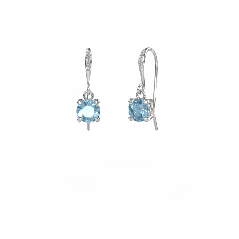 Afbeelding van Oorhangers Laurie RND 2 585 witgoud Blauwe lab grown diamant 5.7 mm