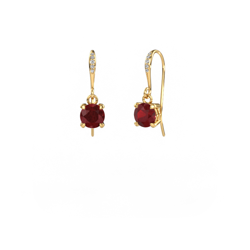 Image of Drop earrings Laurie RND 2 585 gold Ruby 5.7 mm