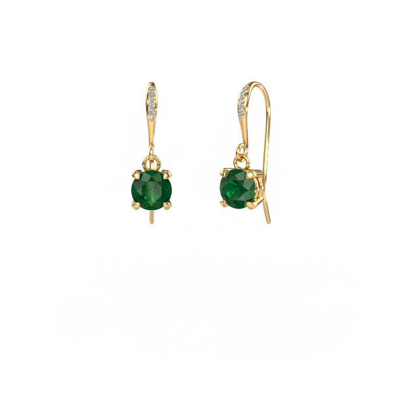 Image of Drop earrings Laurie RND 2 585 gold Emerald 5.7 mm