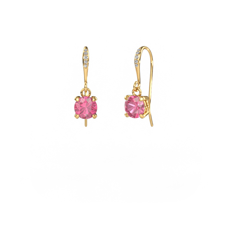 Image de Pendants d'oreilles Laurie RND 2 585 or jaune Saphir rose 5.7 mm