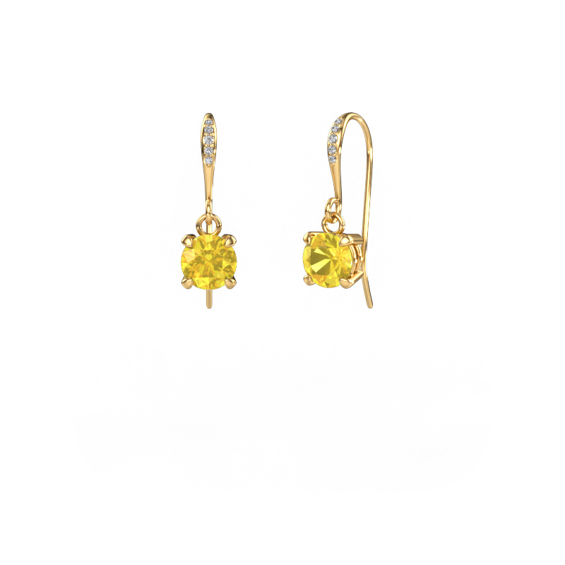 Image of Drop earrings Laurie RND 2 585 gold Yellow sapphire 5.7 mm