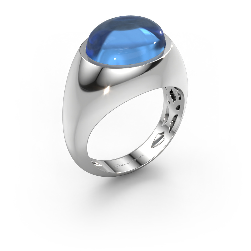 Image of Ring Laurien 585 white gold Blue topaz 12x10 mm