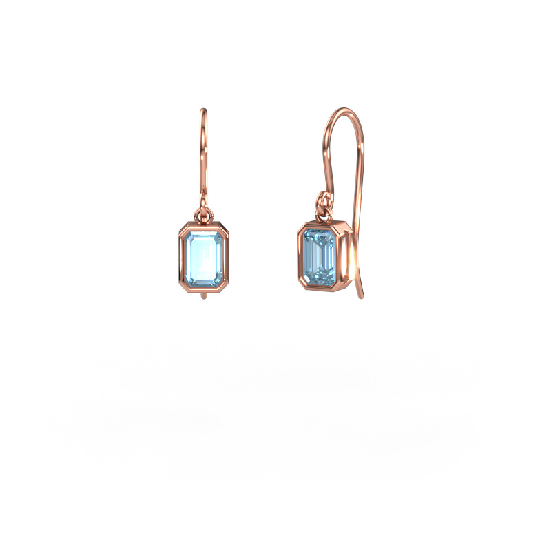 Image de Boucles d'oreilles Lavon EME 585 or rose Diamant synthétique bleu 6x4 mm