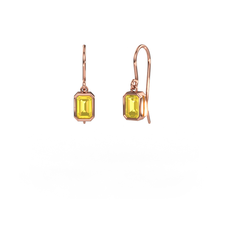 Image de Boucles d'oreilles Lavon EME 585 or rose Saphir jaune 6x4 mm
