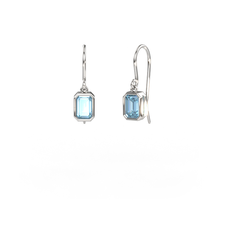 Image of Earrings Lavon EME 585 white gold Blue lab grown diamond 6x4 mm