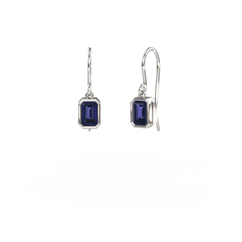 Image de Boucles d'oreilles Lavon EME 585 or blanc Saphir 6x4 mm