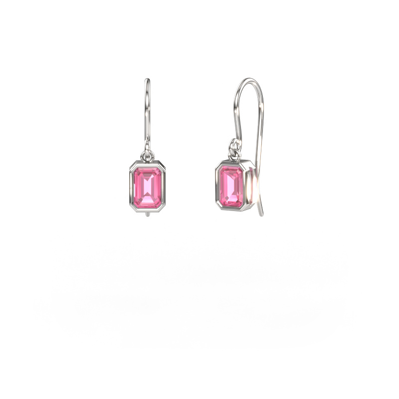Image de Boucles d'oreilles Lavon EME 585 or blanc Saphir rose 6x4 mm