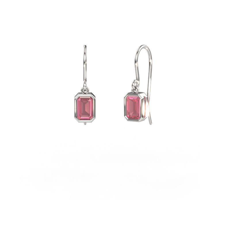 Image of Earrings Lavon EME 585 white gold Tourmaline pink 6x4 mm