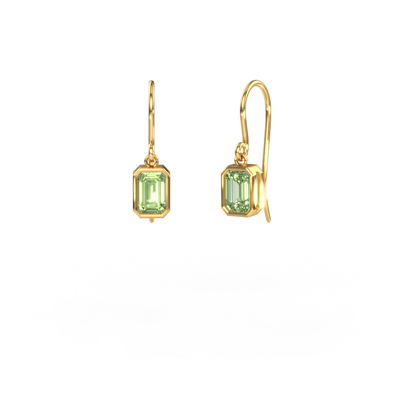 Image de Boucles d'oreilles Lavon EME 585 or jaune Diamants synthétiques vert 6x4 mm
