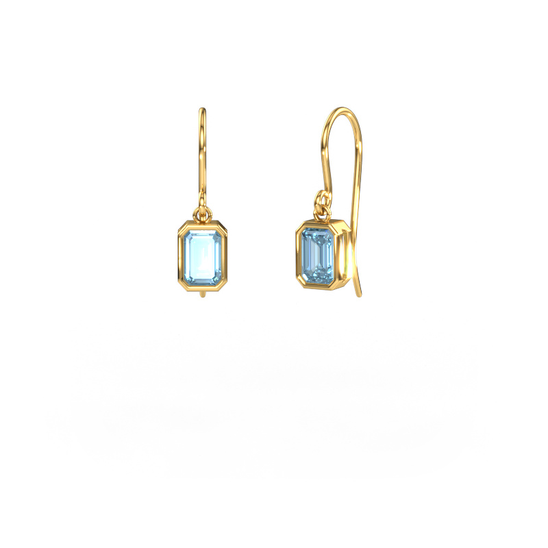 Image de Boucles d'oreilles Lavon EME 585 or jaune Diamant synthétique bleu 6x4 mm