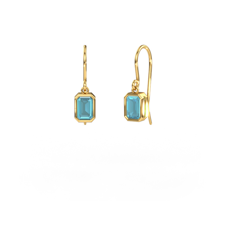 Image de Boucles d'oreilles Lavon EME 585 or jaune Topaze bleue 6x4 mm