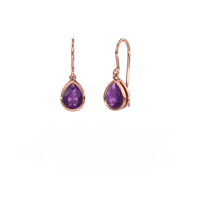 Image of Earrings Lavon PER 585 rose gold Amethyst 8x6 mm