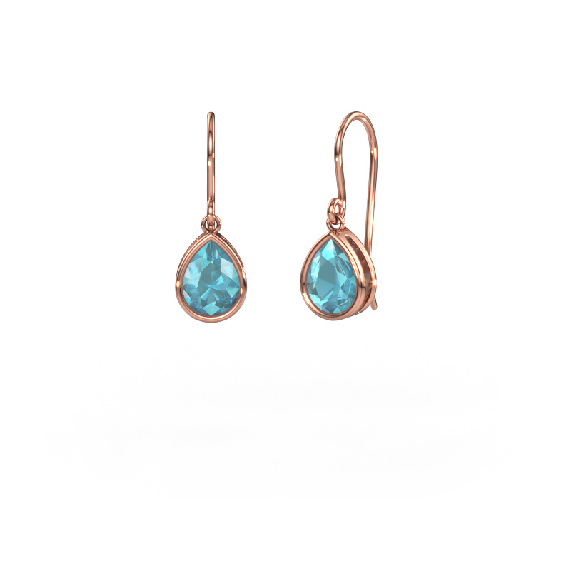 Image of Earrings Lavon PER 585 rose gold Blue topaz 8x6 mm