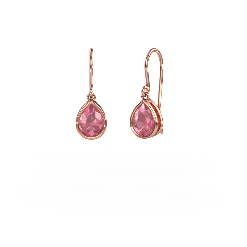 Image of Earrings Lavon PER 585 rose gold Tourmaline pink 8x6 mm