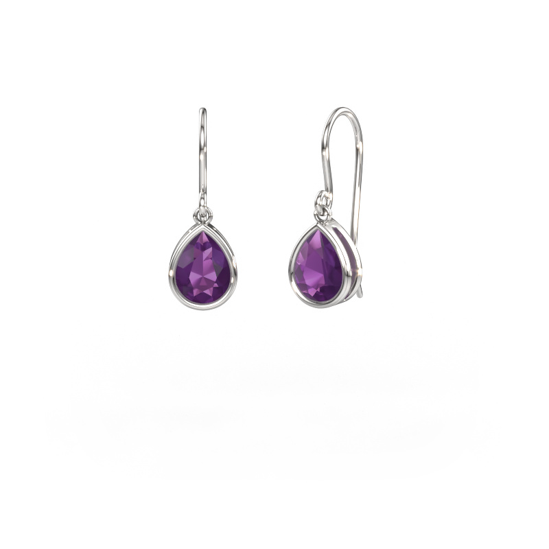Image of Earrings Lavon PER 585 white gold Amethyst 8x6 mm