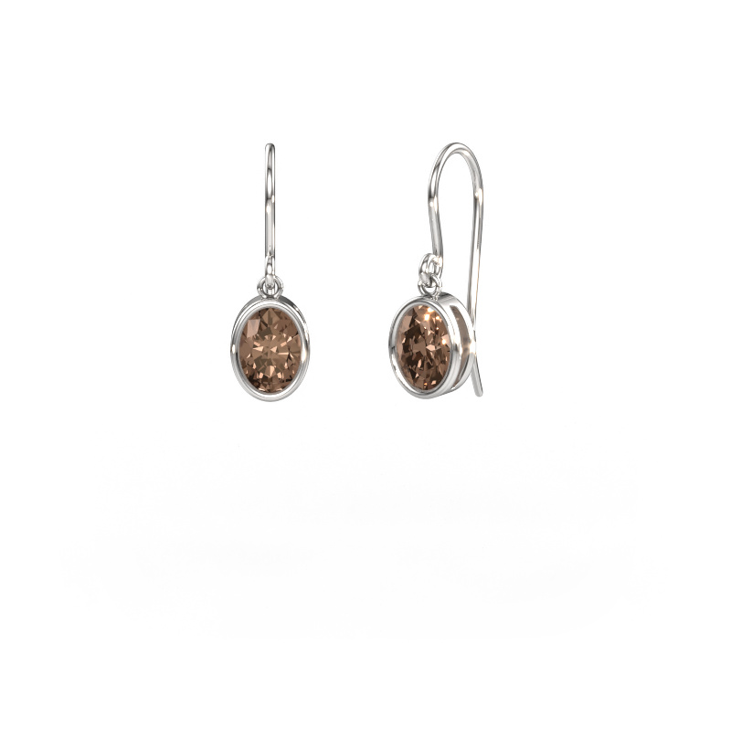 Image de Boucles d'oreilles Lavon OVL 585 or blanc Diamant brun 1.40 crt