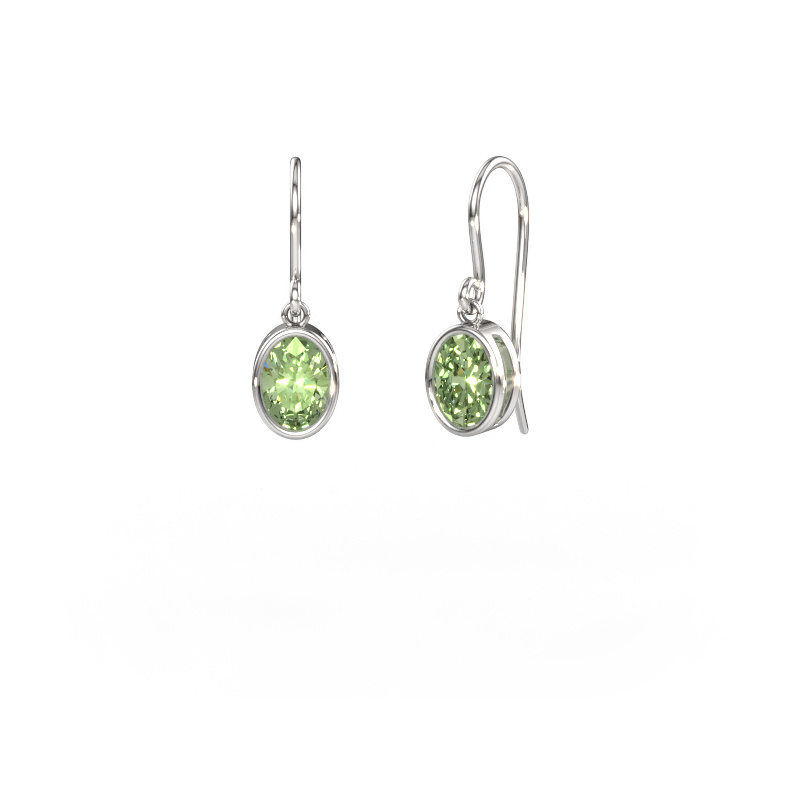 Image of Earrings Lavon OVL 585 white gold Green lab grown diamond 7x5 mm