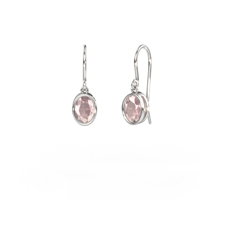 Image de Boucles d'oreilles Lavon OVL 585 or blanc Champagne morganite 7x5 mm