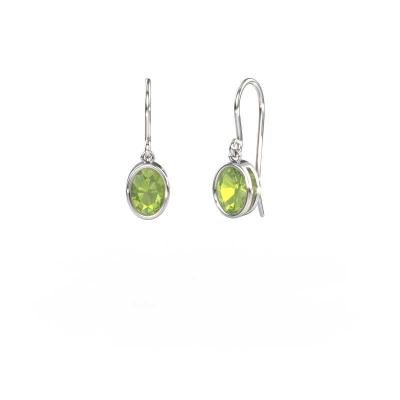 Image of Earrings Lavon OVL 585 white gold Peridot 7x5 mm