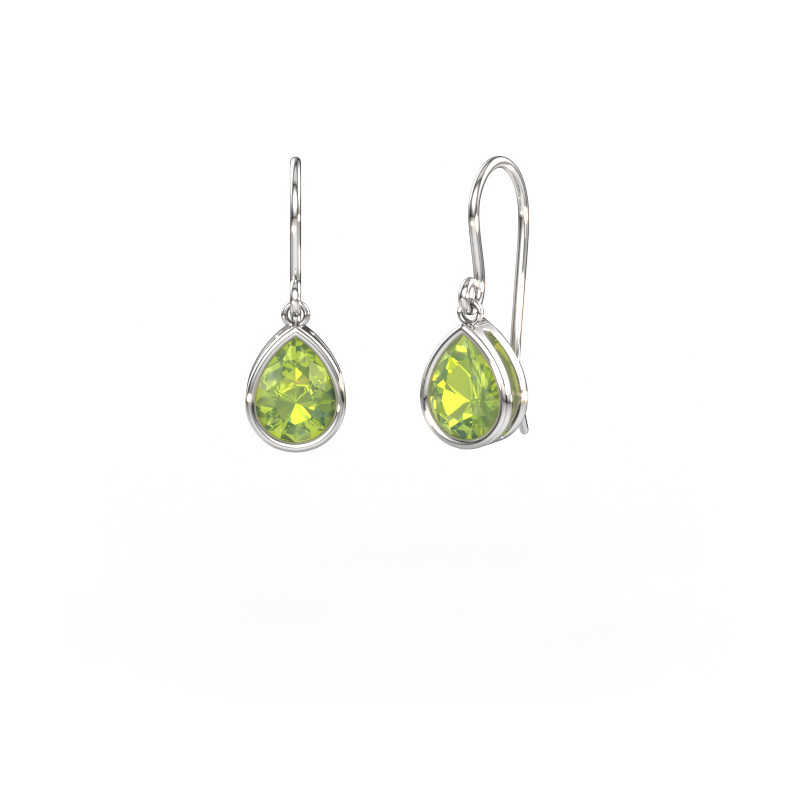 Image of Earrings Lavon PER 585 white gold Peridot 8x6 mm